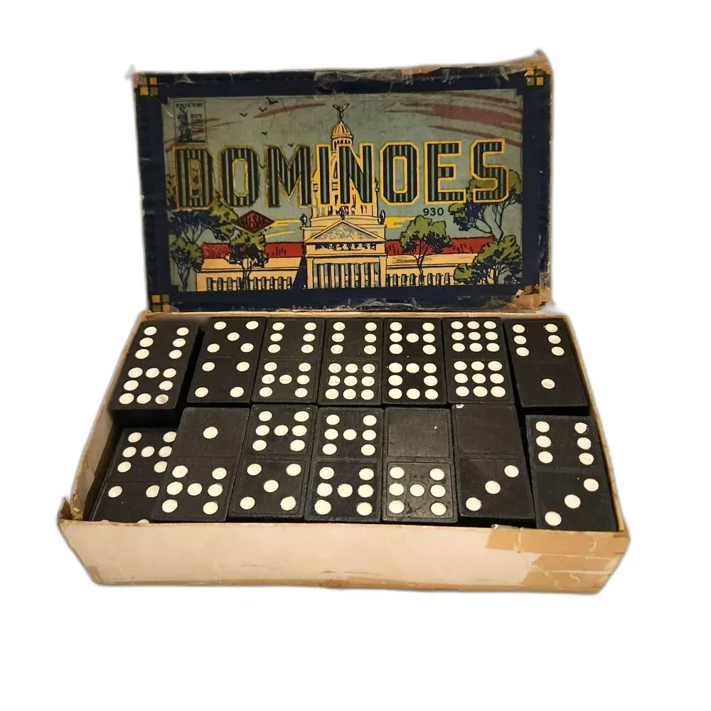 Vintage Halsam #930 United States US Capitol Double Nine Dominoes Original Box